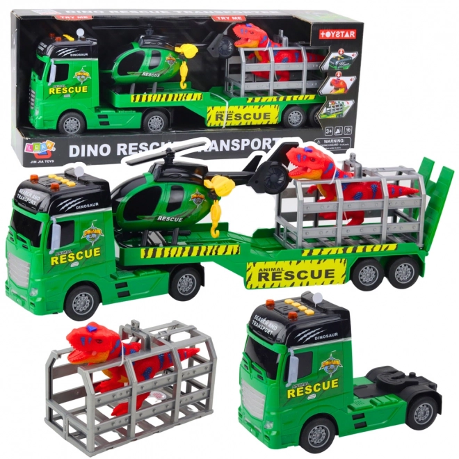 Rettungsset mit LKW, Hubschrauber und Dinosaurier