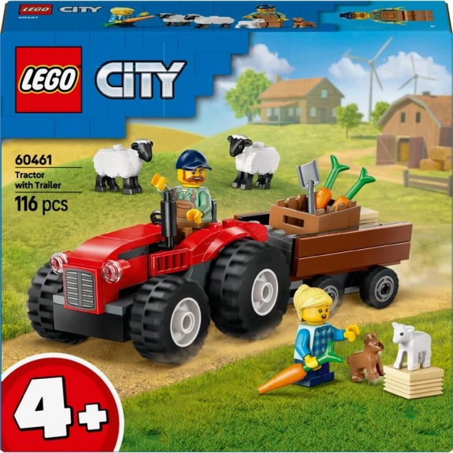 Lego City Roter Traktor mit Anhänger und Schaf