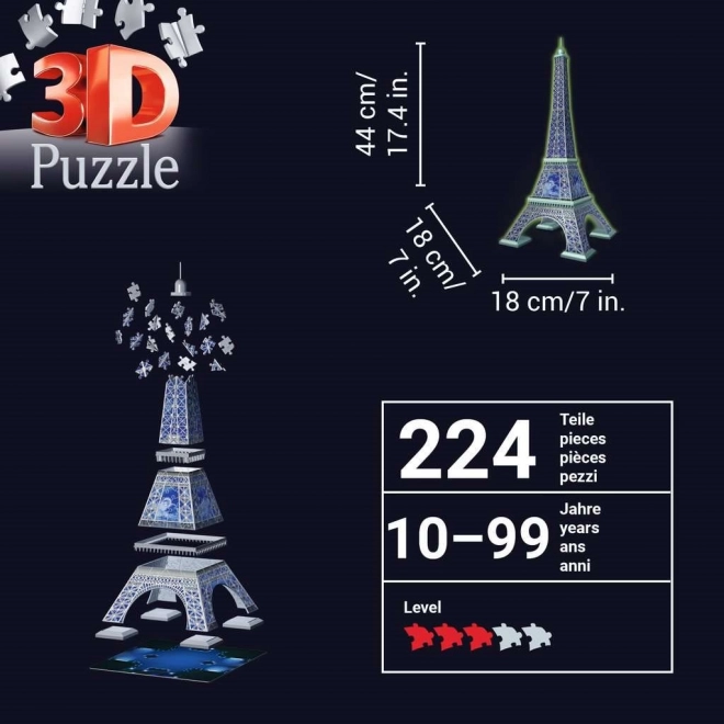 Ravensburger Leuchtendes 3D-Puzzle Eiffelturm 224 Teile