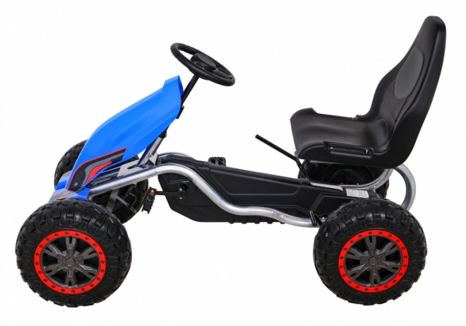 Großes Tret-Gokart Stark für Kinder Blau + 100 kg Belastbarkeit + EVA-Räder + Handbremse + Rennsitz