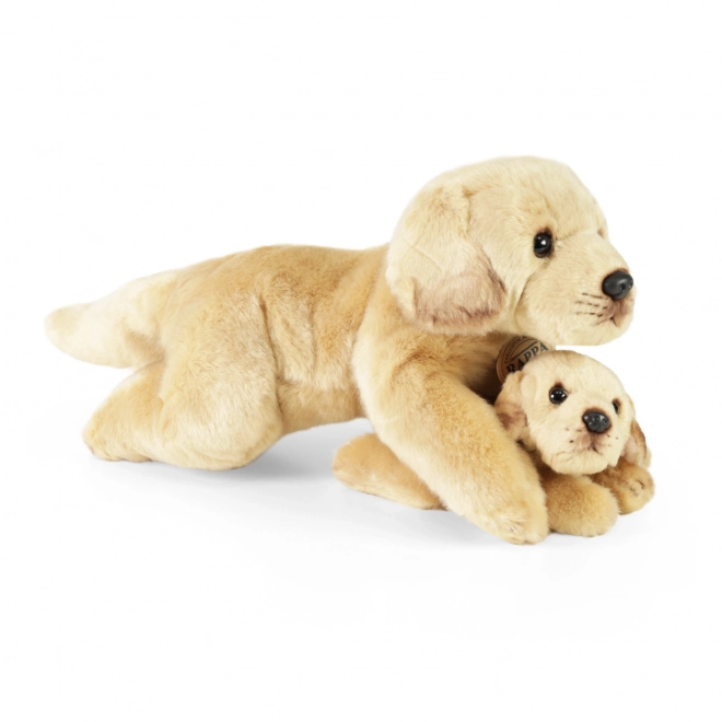 Plüschhund Labrador mit Welpe liegend 25 cm