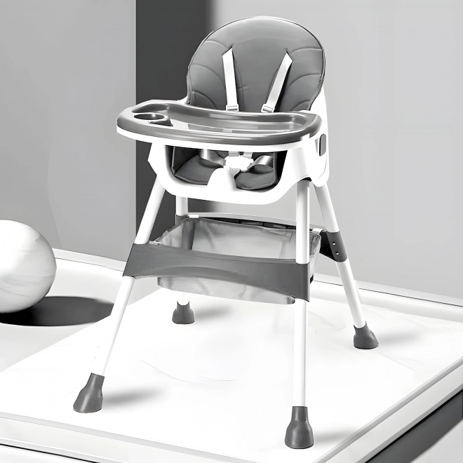 Hochstuhl mit Tablett und Korb, 5-Punkt-Gurt, grau, ECOTOYS