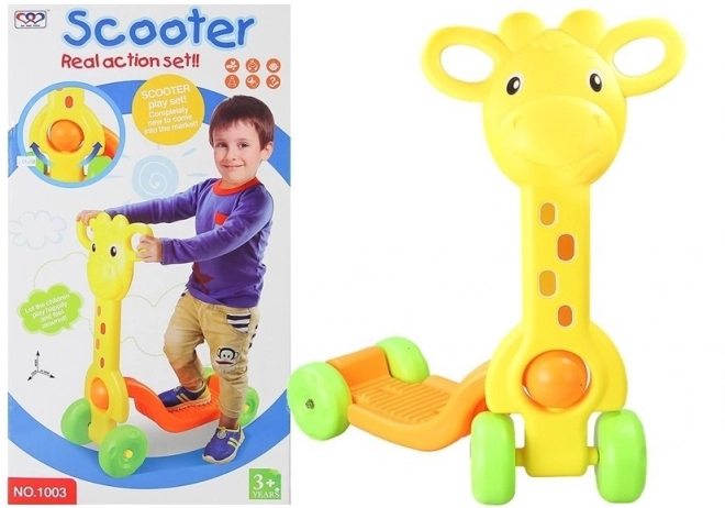 Kinderscooter Gelbe Giraffe mit Vier Rädern