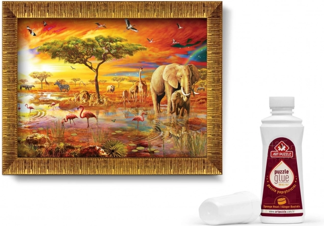 ART PUZZLE Puzzle mit Rahmen und Kleber 3in1 1000 Teile – Könige der Savanne