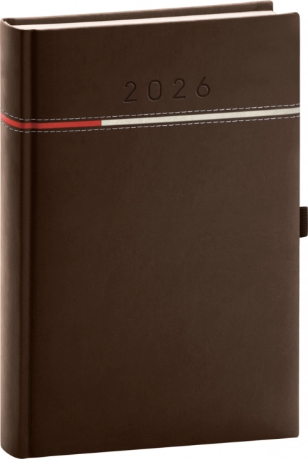 Tageskalender Tomy 2026 braun-rot 15 x 21 cm