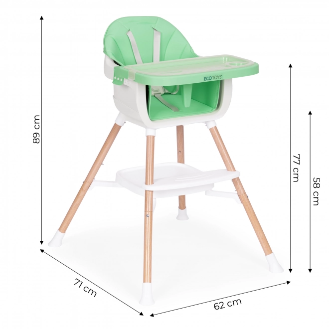 2-in-1 Hochstuhl für Kinder, grün, Ecotoys