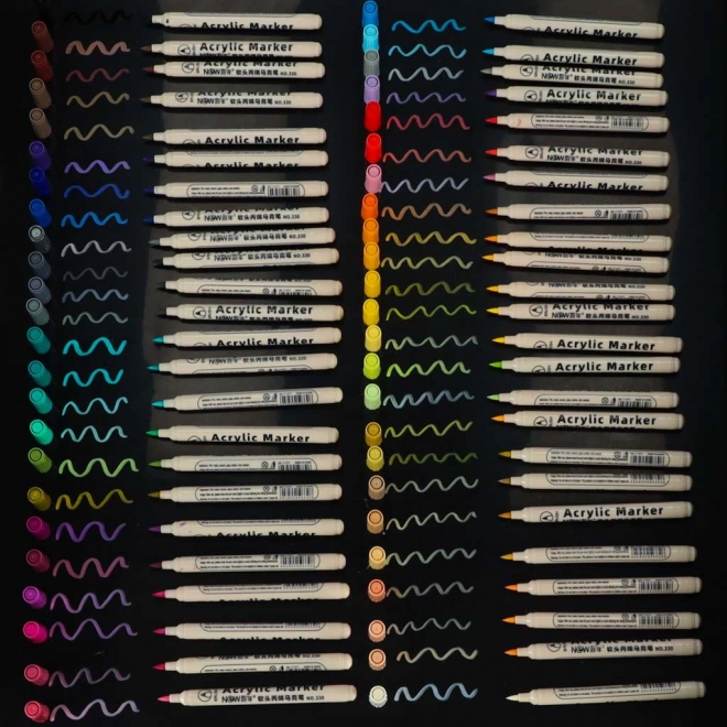 Wasserfeste Acrylmarker für Stoffe und Steine, Set mit 48 Stück