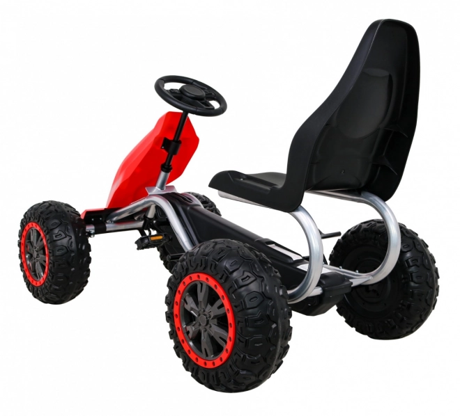 Großes Tretauto STRONG für Kinder Rot + 100 kg Belastung + EVA Räder + Handbremse + Sportsitz