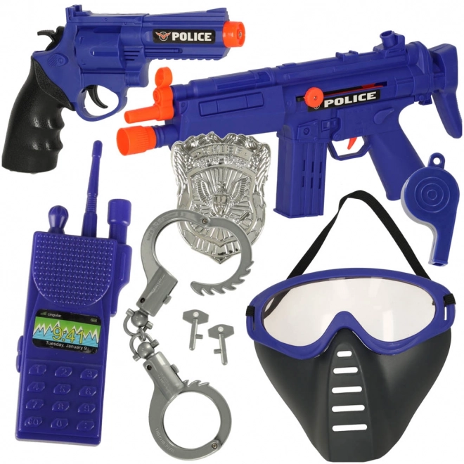 Polizei-Spielset mit Pistole, Karabiner, Maske und Handschellen