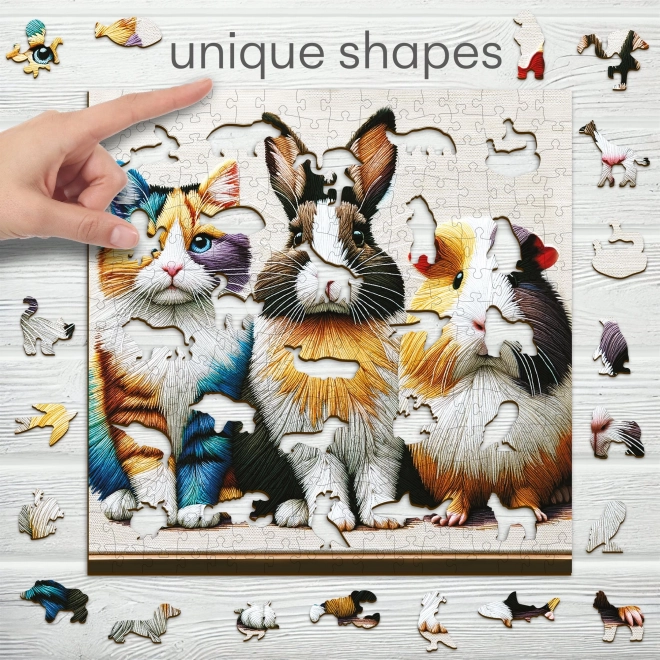Holzpuzzle Katze, Kaninchen und Meerschweinchen 250 Teile
