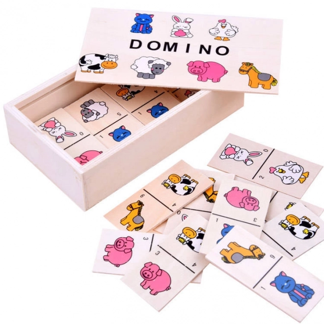 Buntes Domino-Spiel mit Tiermotiven für Kinder