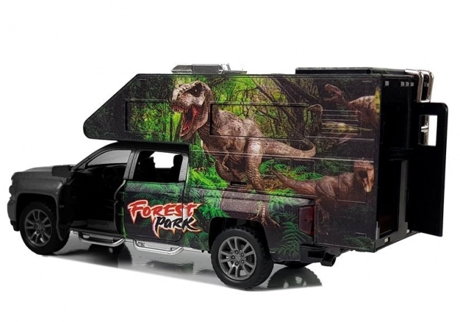 Schwarzer Camper mit Dinosauriern