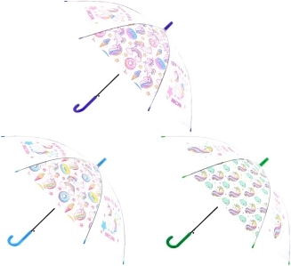 Transparenter Automatik-Regenschirm mit Einhörnern