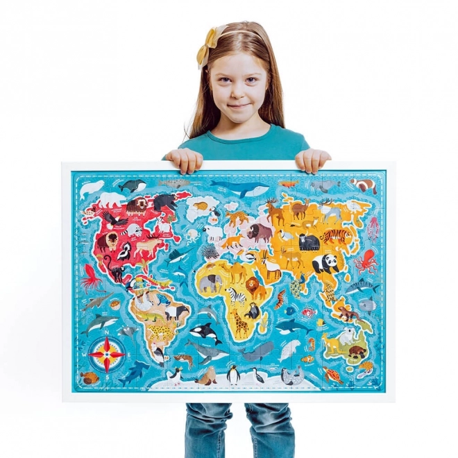 Puzzlove 60-teilige Puzzle - Weltkarte der Tiere