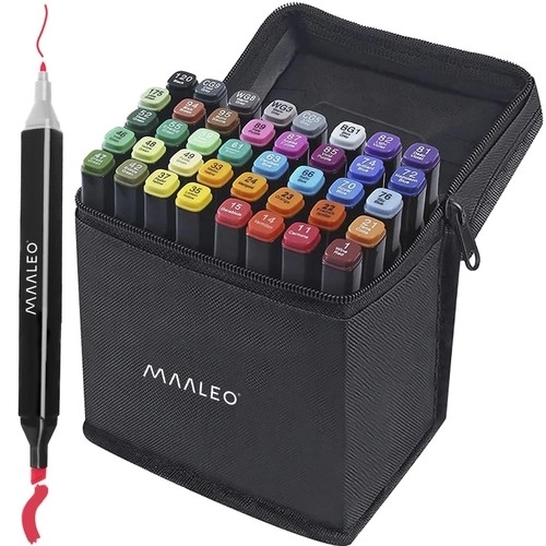 Zweiseitige Alkoholmarker Set 40 Stück mit Tasche und Organizer