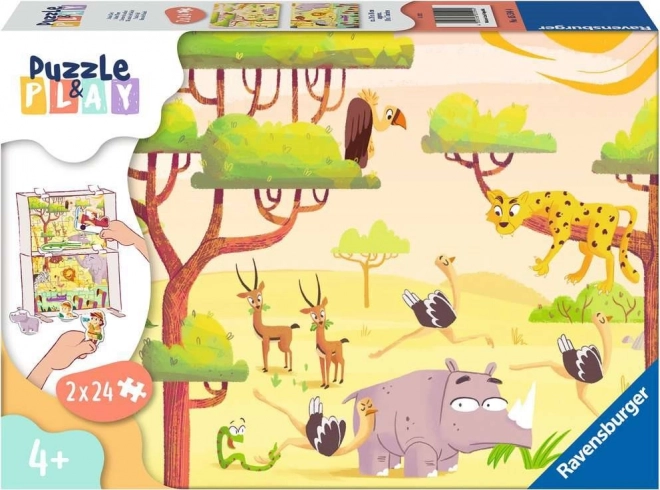 Puzzle & Play: Safari - RAVENSBURGER 2x24 Teile