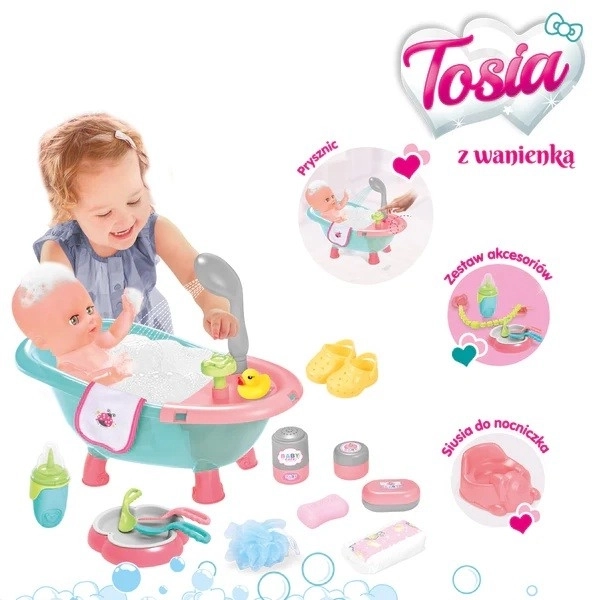 Puppe Tosia mit Badewanne