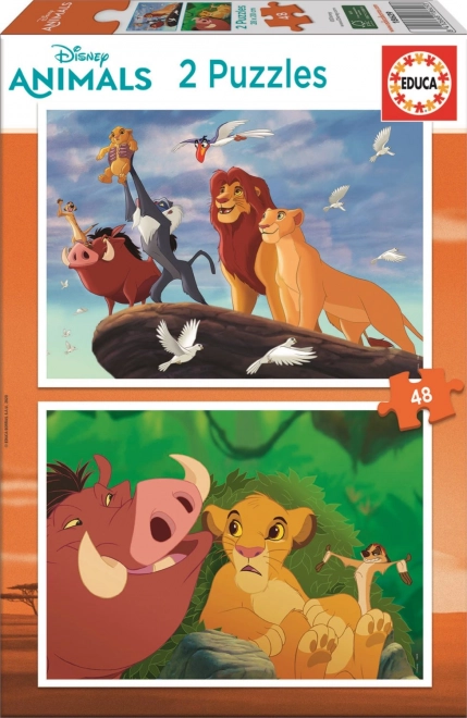 Educa Puzzle Der König der Löwen: Mit Freunden 2x48 Teile