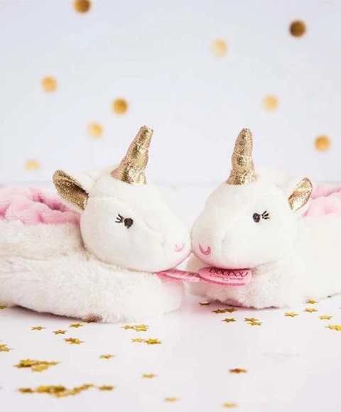 Doudou Geschenkset Einhorn-Babyschuhe mit Rasseln