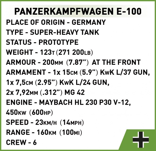 Panzerkampfwagen E-100 Modellbau Set