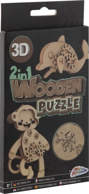 Grafix 3D Holzpuzzle Opice und Delfin