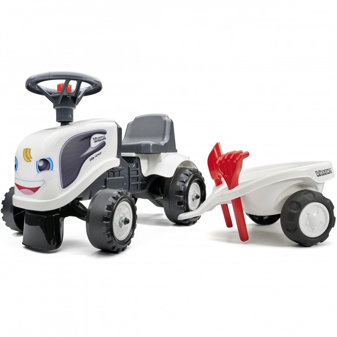 Baby-Traktor Valtra Weiß mit Anhänger und Zubehör
