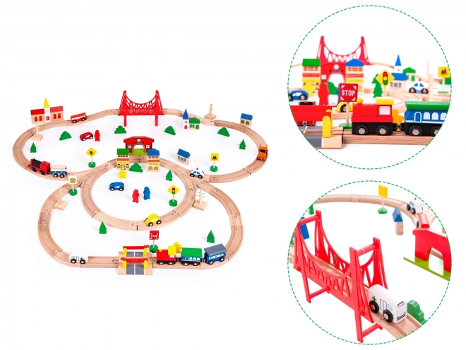 Holzeisenbahn mit Batteriebetrieb 90 Teile von Ecotoys