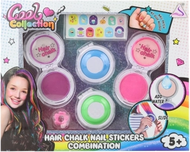 Haarkreiden und Nagelsticker – bunte Set für Kinder