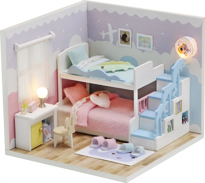 2Kids Spielzeug Miniatur Puppenhaus Traumhaftes Schlafzimmer