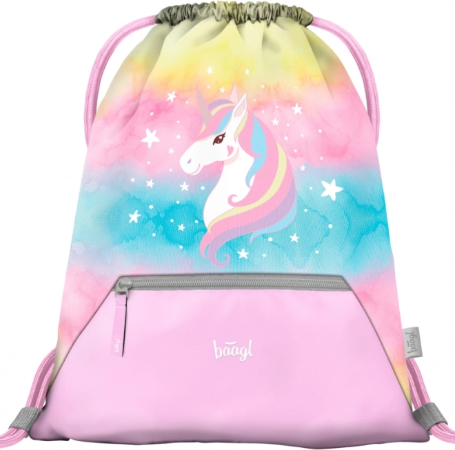 Baagl Set Zippy Plus Rainbow Unicorn: Schulranzen, Federmäppchen, Beutel, Schürze, Geldbörse