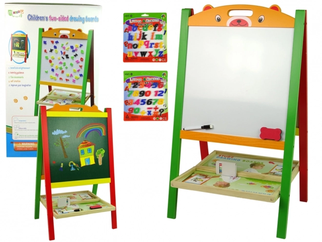 2-in-1 Magnetische Kreidetafel aus Holz für Kinder