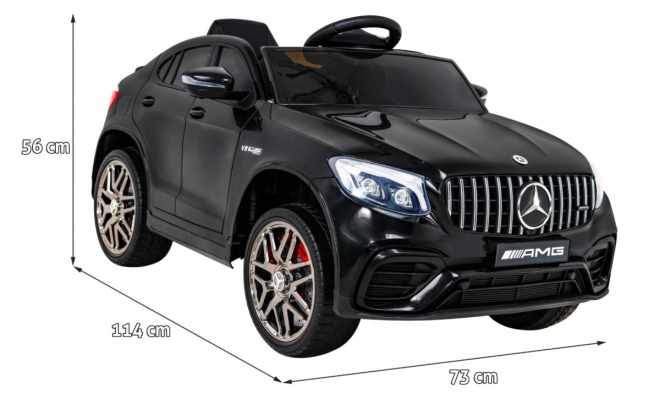Mercedes Benz GLC63S für Kinder schwarz + Fernbedienung + 4x4 Antrieb + MP3 LED + EVA + langsamer Start