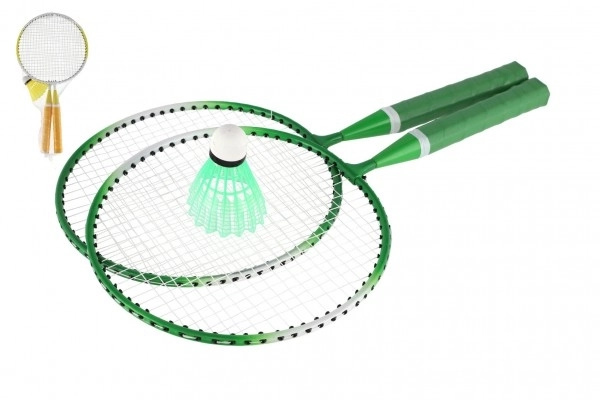 Kinder-Badminton-Set Metall/Plastik mit zwei Schlägern und Federball