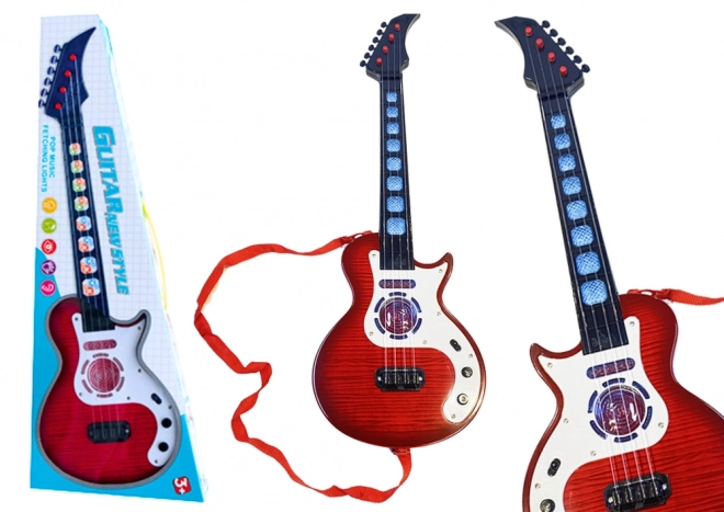 Elektrische Kindergitarre mit Lichtern und Melodien Rot