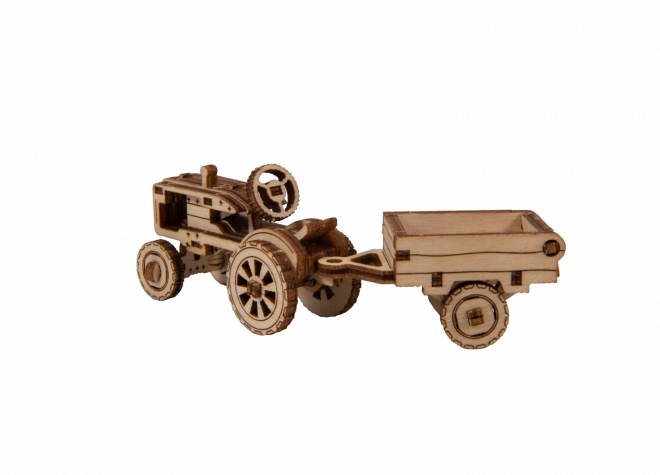 Holzpuzzle 3D Traktor mit Anhänger