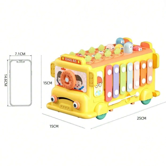 Interaktiver Montessori Schulbus mit Hammer und Xylophon