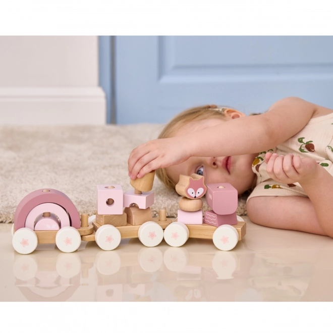 Viga Polarb rosa Eisenbahn mit Waggons und Bausteinen