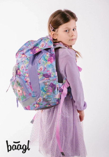 Baagl 3-teiliges Set Airy Kolibri: Rucksack, Federmäppchen, Beutel