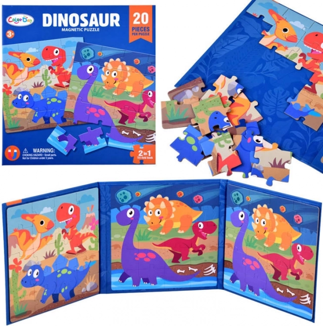 Magnetisches Buch mit Puzzle – Dinosaurier, 40 Teile