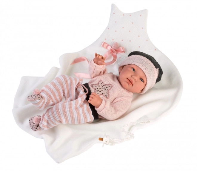 Realistische Babypuppe mit Geräuschen und weichem Körper 44 cm