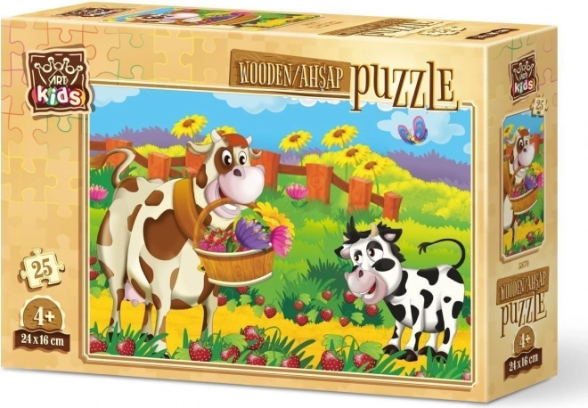 Holzpuzzle Kuh mit Blumen 25 Teile