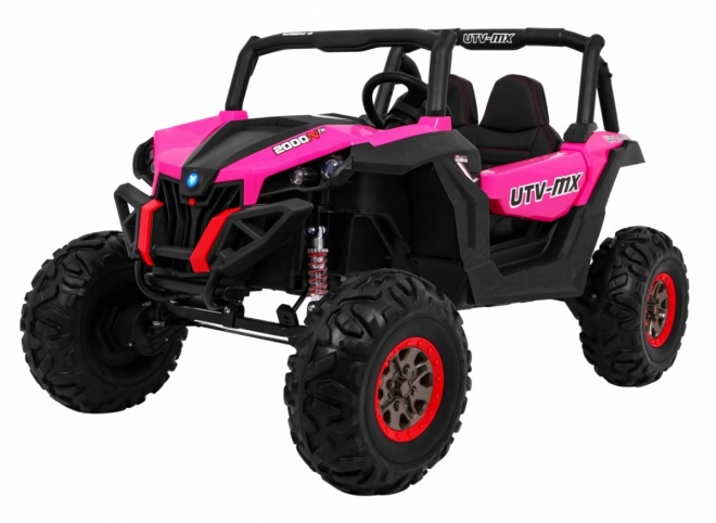Kinderwagen SuperStar rosa + Antrieb 4x4 + Fernbedienung + Kofferraum + MP3 LED + Türschloss