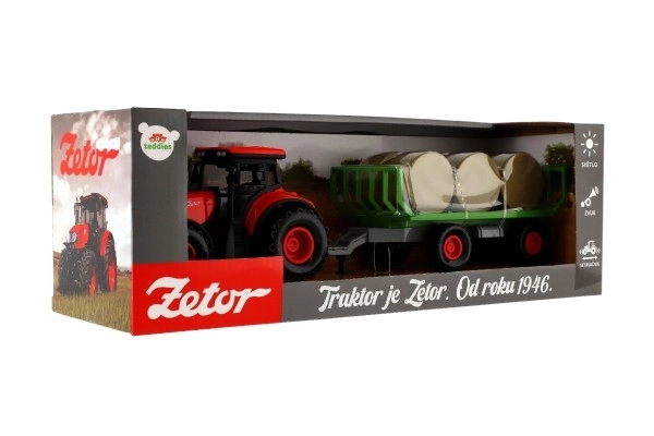 Spielzeug-Traktor Zetor mit Anhänger und Heuballen