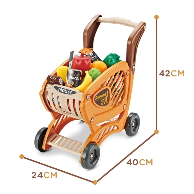 Einkaufswagen für Kinder mit beweglichen Teilen und 42 Accessoires
