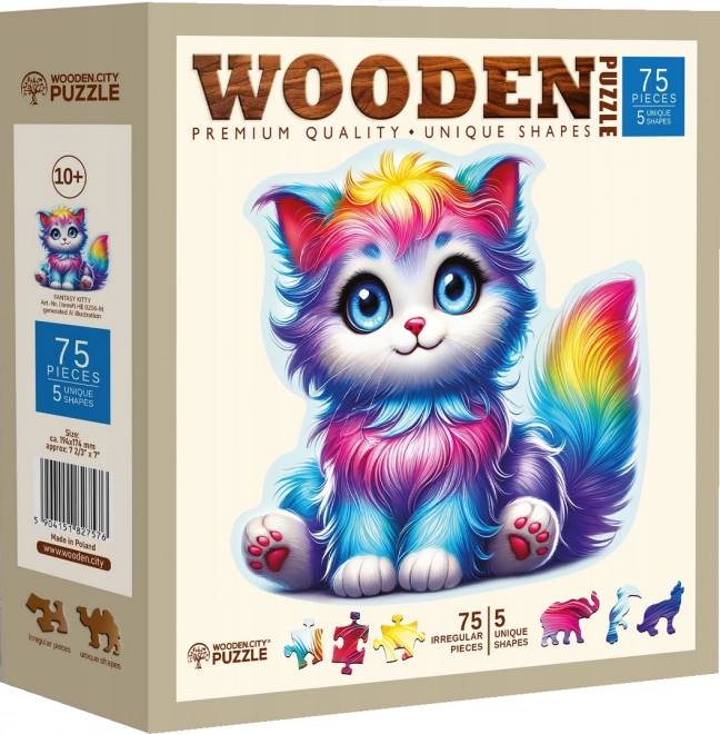 Holzpuzzle Buntes Kätzchen