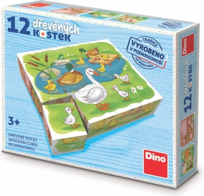 Dino Holz-Bilderwürfel auf dem Bauernhof – 12 Würfel