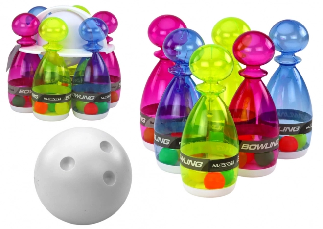 Bowling-Set 6 Bunte Transparente Kegel