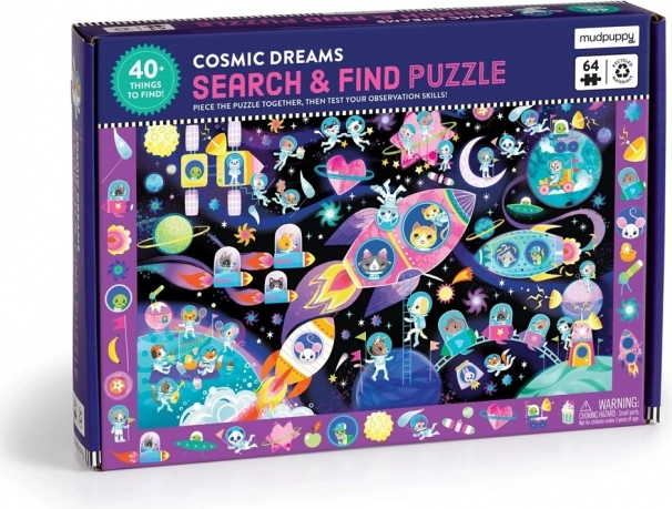 Puzzle Suche und finde Weltraumträume 64 Teile