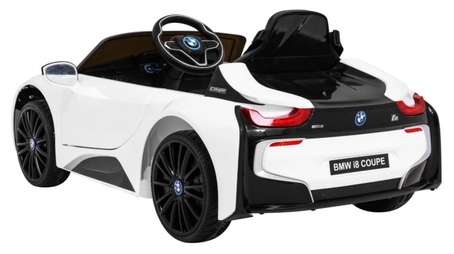 BMW I8 Lift Batterieauto Weiß + Fernbedienung + langsamer Start + 3-Punkt-Gurte + MP3 USB + LED-Diode