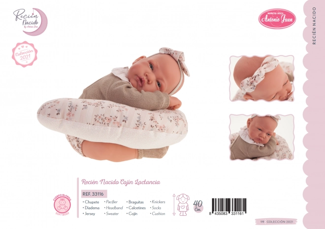 Realistische Puppe Baby mit Weichem Stoffkörper - 42 cm